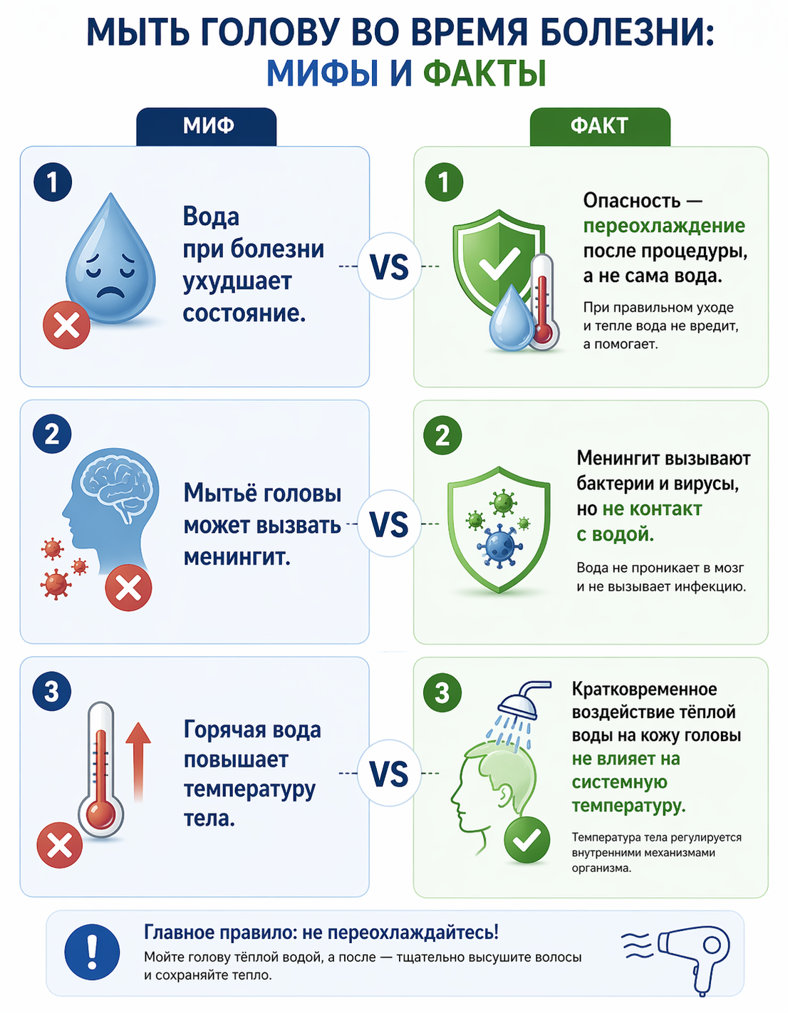 Мифы и факты о мытье головы при простуде